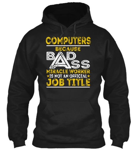 Computers Black T-Shirt Front