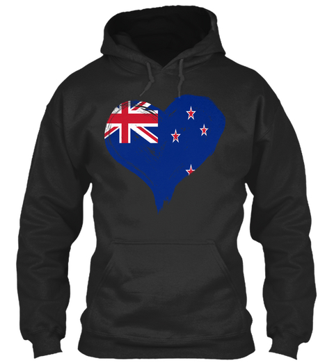 New Zealand Heart Jet Black Kaos Front