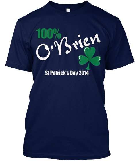 100% O'brien St Patrick's Day 2014 Navy Camiseta Front