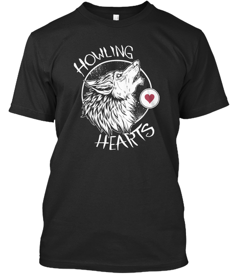 Howling Hearts  Black T-Shirt Front