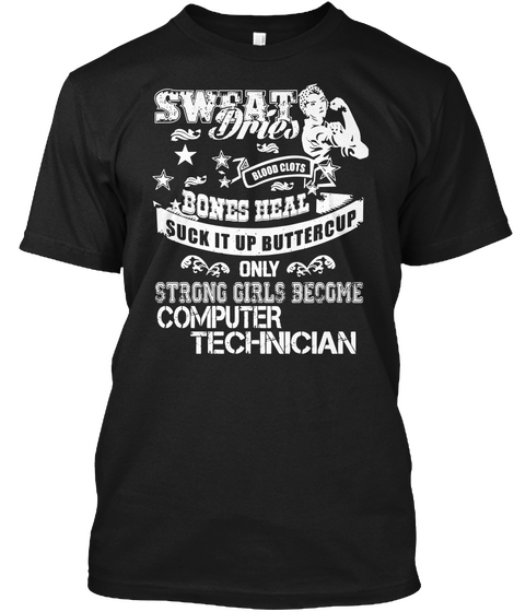 Computer Technician Black T-Shirt Front