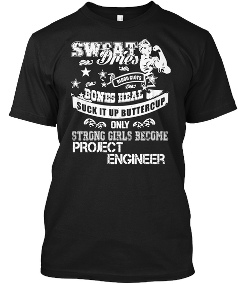 Project Engineer Black T-Shirt Front