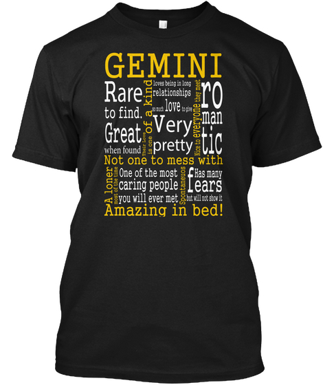 Amazing Gemini Black T-Shirt Front