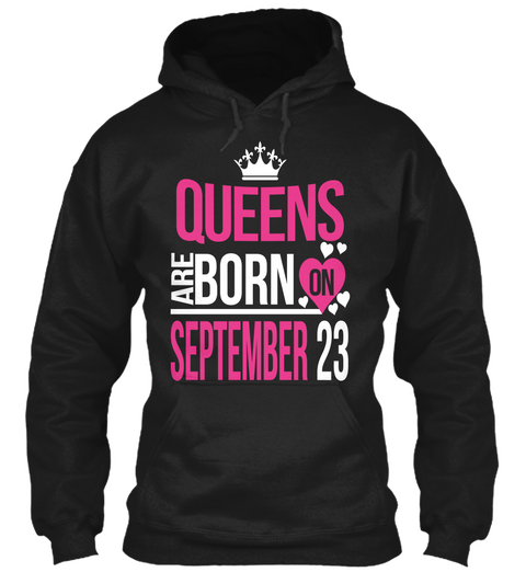 Queens Are Born On September 23 Black Camiseta Front