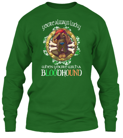 Saint Patrick With A Bloodhound Irish Green T-Shirt Front