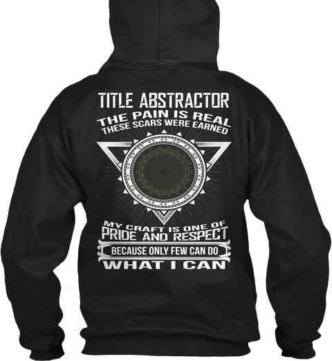 Title Abstractor Black T-Shirt Back