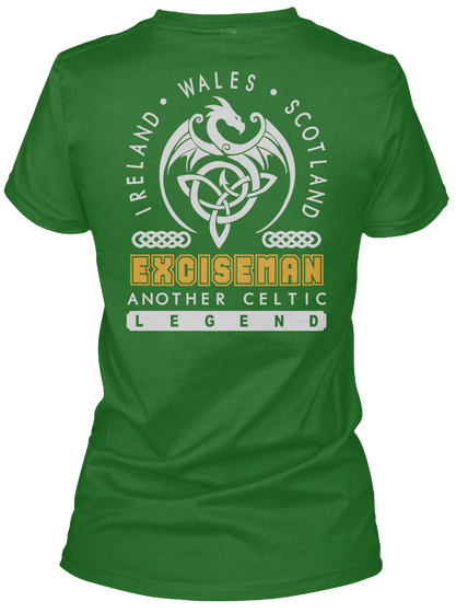 Exciseman Legend Patrick's Day T Shirts Irish Green T-Shirt Back