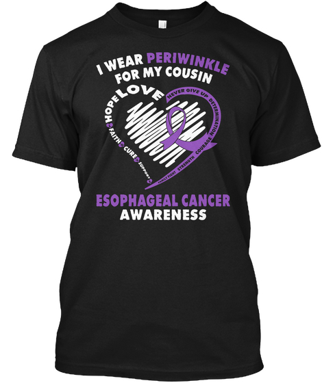 Wear Periwinkle Cousin Esophageal Cancer Black Camiseta Front