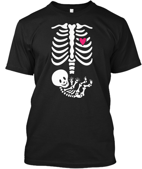 Full Maternity Skeleton X Ray Mp Halloween Tee Shirt Black T-Shirt Front