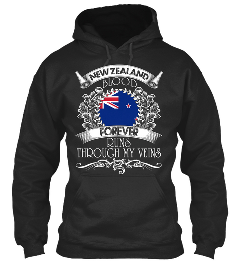 New Zealand Blood Forever Runs Through My Veins Jet Black Camiseta Front