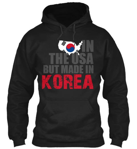 In The Usa But Made In Korea Black T-Shirt Front