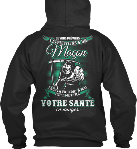 Je Vous Previens J'appartiens A Un Magon Vous En Prendre A Moi Peut Mettre Votre Sante En Danger Jet Black T-Shirt Back