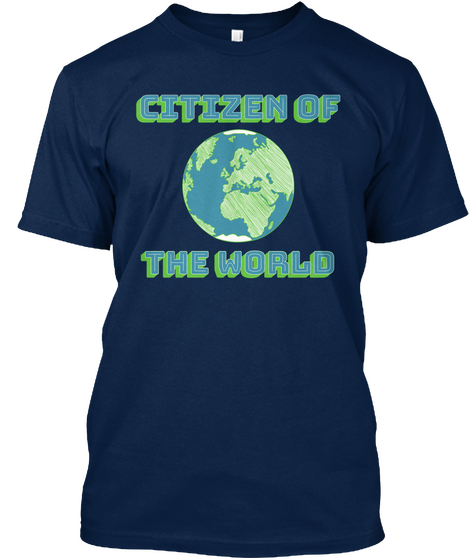 Citizen Of The World Navy áo T-Shirt Front