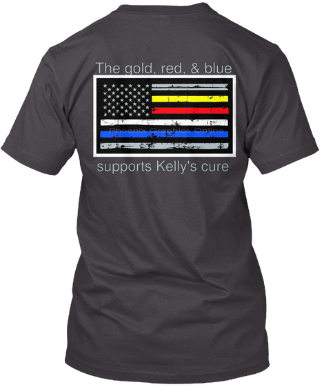 The Gold Red & Blue Supports Kelly's Cure Heathered Charcoal  áo T-Shirt Back