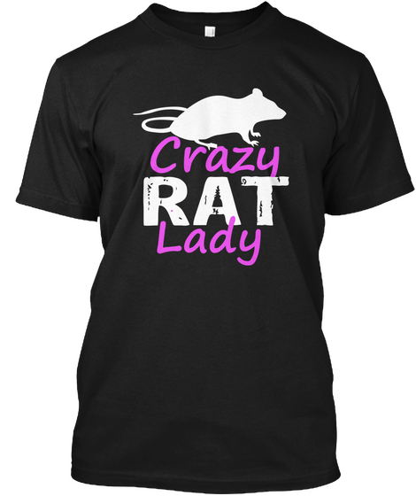 Crazy Rat Lady Black T-Shirt Front