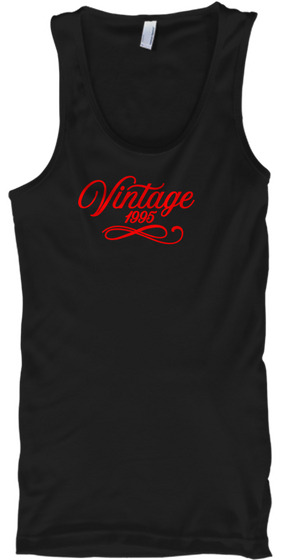 Red Vintage 1995 Birth Year Age Black T-Shirt Front