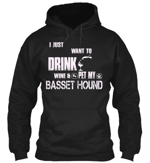 Wine And Basset Hound F Black Camiseta Front