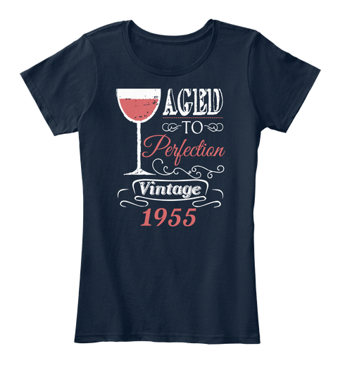 Aged To Perfection Vintage 1955 New Navy áo T-Shirt Front