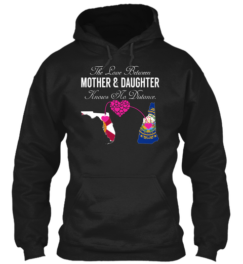 Mother Daughter   Florida New Hampshire Black T-Shirt Front