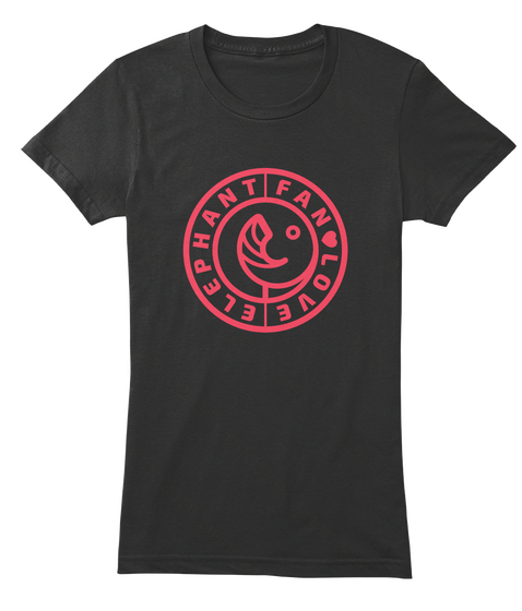 Elephant Fan Love Black T-Shirt Front