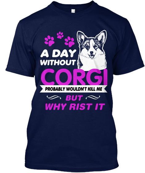 Corgi T Shirt Lovers! Navy Camiseta Front