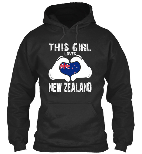 This Girl Loves New Zealand Jet Black T-Shirt Front