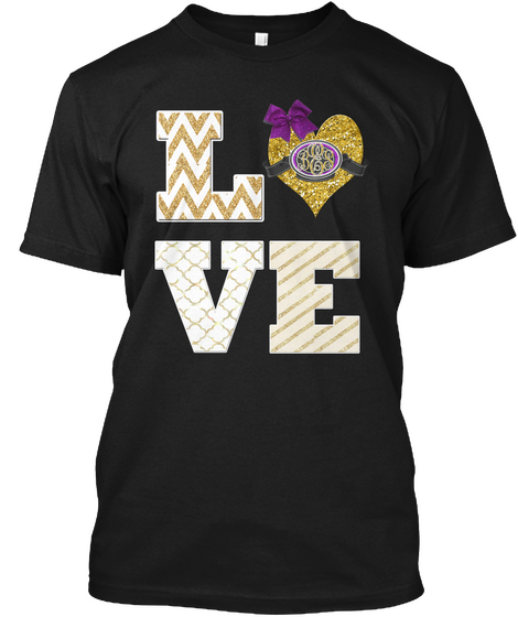 Love Heart With Glitter Black T-Shirt Front