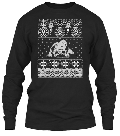 Puggy   Ugly Christmas Black Kaos Front