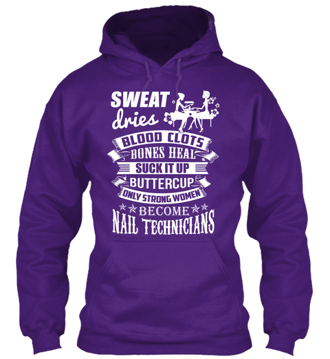 Strong Woman Becomes Nail Technician Purple T-Shirt Front