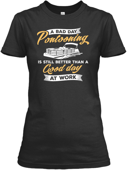 Pontoon Boat Women Shirt  Black T-Shirt Front