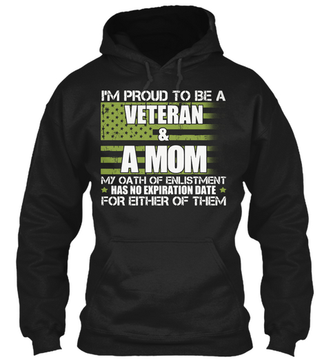 Proud To Be A Veteran And A Mom Black T-Shirt Front