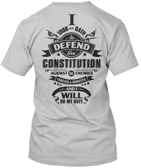 Veteran   Defend The Constitution  Light Steel Kaos Back