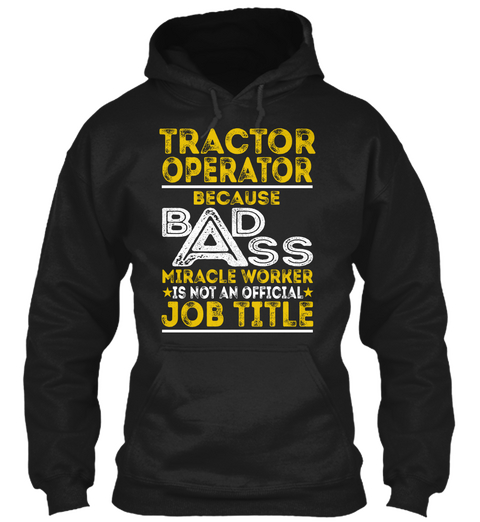 Tractor Operator Black T-Shirt Front