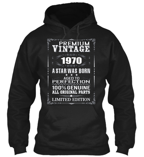 Birth Year 1970 Born In 1970 Black T-Shirt Front