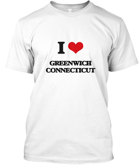 I Love Greenwich Connecticut White Kaos Front