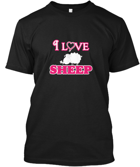 I Love Sheep Black T-Shirt Front