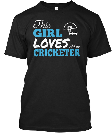 This Girl Loves Her Cricketer Black T-Shirt Front
