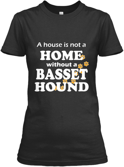 Basset Hound Black T-Shirt Front