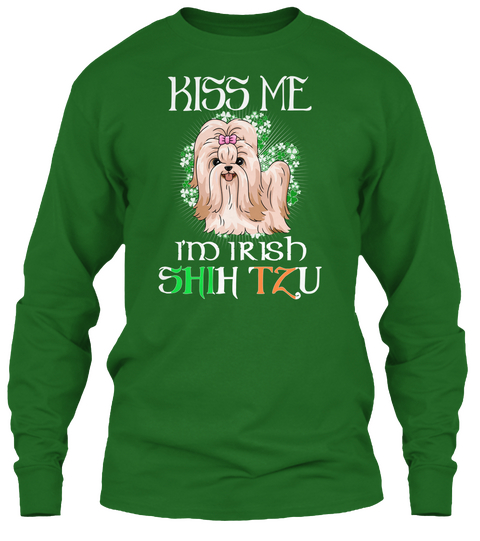 Kiss Me I'm Irish Shih Tzu Irish Green T-Shirt Front
