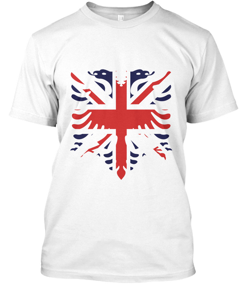 Albanians In Uk White T-Shirt Front