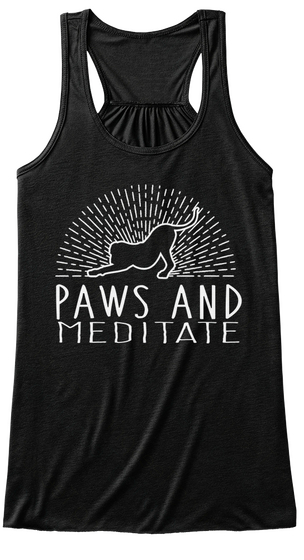 Paws And Meditate  Black Camiseta Front