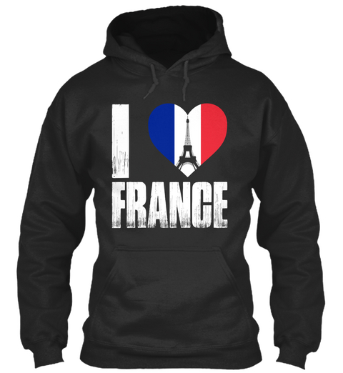 I Love France Jet Black áo T-Shirt Front