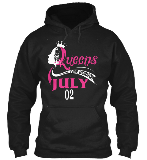 Queens Are Born On July 02 Black Camiseta Front