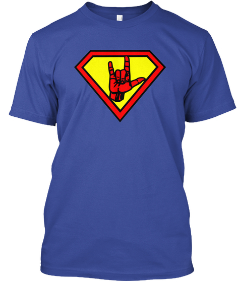 Sign Language Superhero Deep Royal áo T-Shirt Front