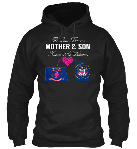 Mother Son   North Dakota Utah Black T-Shirt Front