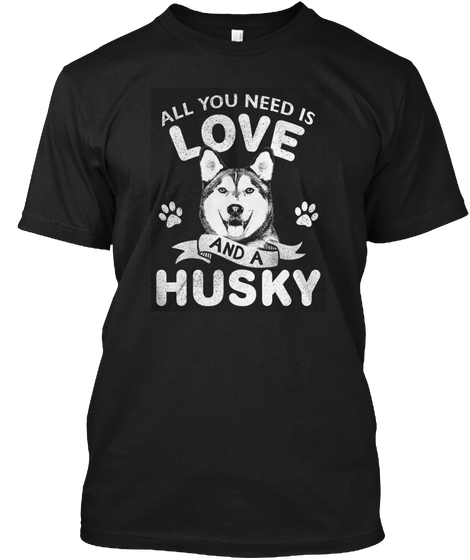 Husky Lover Black T-Shirt Front