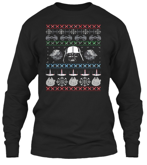 Ugly Christmas Sweater Black T-Shirt Front