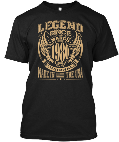 March 1980 Black áo T-Shirt Front