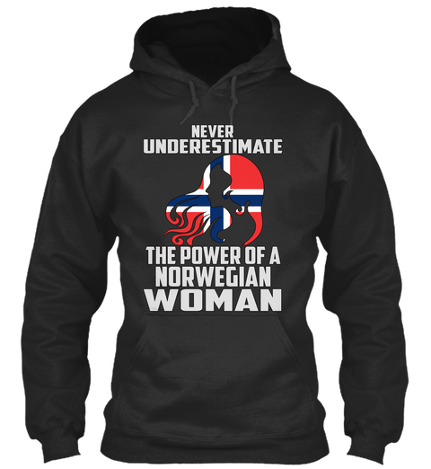 Never Underestimate The Power Of A Norwegian Woman Jet Black T-Shirt Front