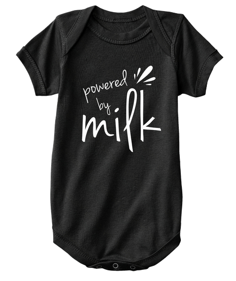 Powered By Milk Black T-Shirt Front